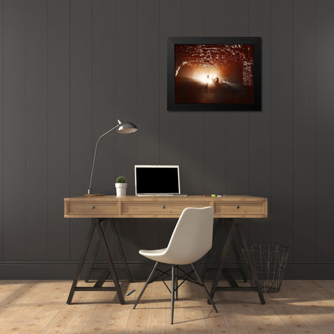 Deep Black Modern Wood Framed Art Print by Aurelian