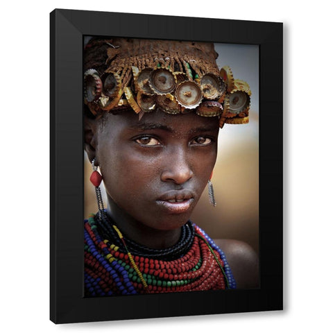 Dassenech Girl Black Modern Wood Framed Art Print with Double Matting by Perovich, Irene