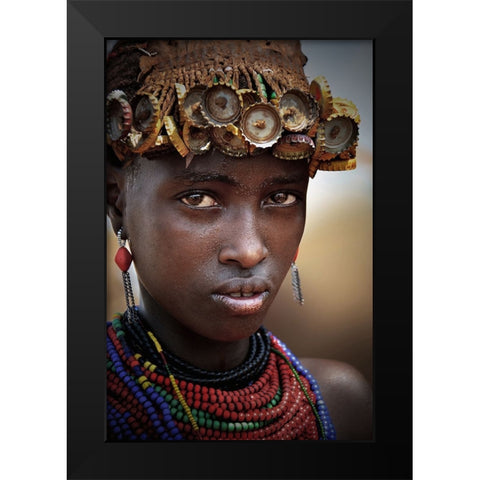 Dassenech Girl Black Modern Wood Framed Art Print by Perovich, Irene