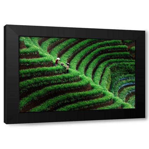 Majalengka Terasering Black Modern Wood Framed Art Print with Double Matting by Bunjamin (Abe), Antonyus