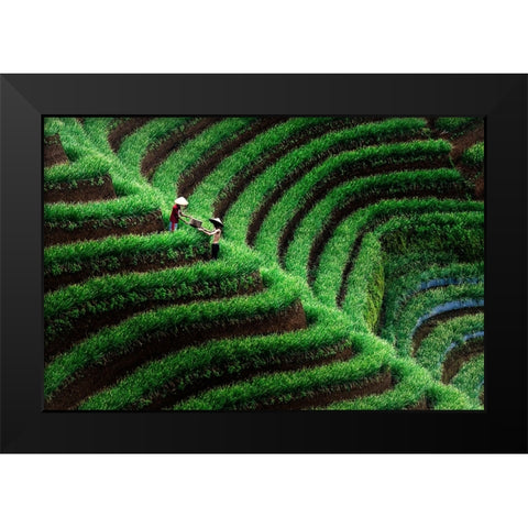 Majalengka Terasering Black Modern Wood Framed Art Print by Bunjamin (Abe), Antonyus