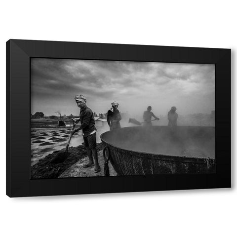 Workers Black Modern Wood Framed Art Print by Biswas, Kuntal