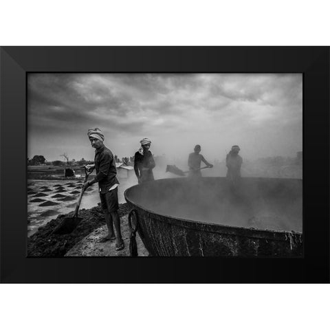 Workers Black Modern Wood Framed Art Print by Biswas, Kuntal