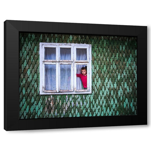 Daniel In The Window Black Modern Wood Framed Art Print by Steverson, Michael