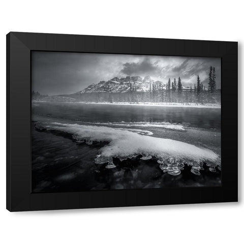 Melting RIVer Flowing By Mountains Black Modern Wood Framed Art Print with Double Matting by And Hongchao, Gu