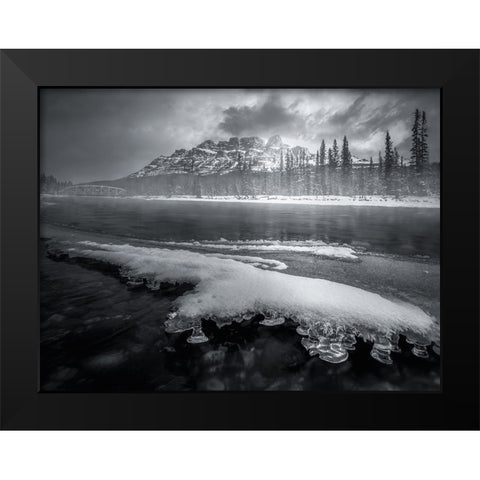 Melting RIVer Flowing By Mountains Black Modern Wood Framed Art Print by And Hongchao, Gu