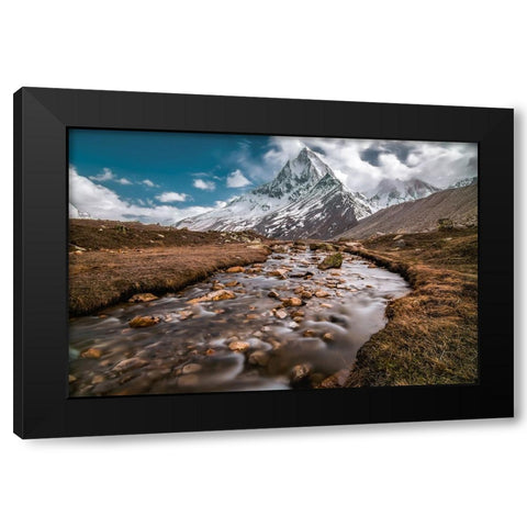 Mt. Shibling Black Modern Wood Framed Art Print with Double Matting by Patra, Suvankar