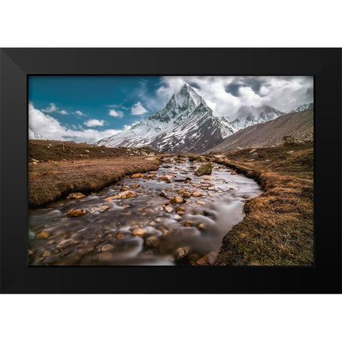 Mt. Shibling Black Modern Wood Framed Art Print by Patra, Suvankar