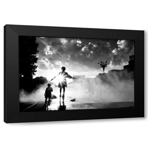 I Play With The Sun Black Modern Wood Framed Art Print by Dinca, Silvia