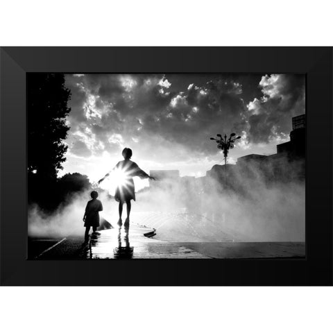 I Play With The Sun Black Modern Wood Framed Art Print by Dinca, Silvia