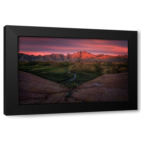 Charming Badlands Black Modern Wood Framed Art Print with Double Matting by P., Ruiqing