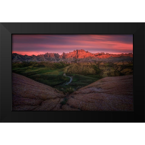 Charming Badlands Black Modern Wood Framed Art Print by P., Ruiqing
