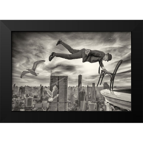 Magicworld Black Modern Wood Framed Art Print by Egger, Marcel