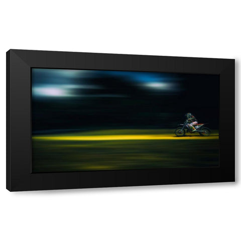 Motocross Black Modern Wood Framed Art Print with Double Matting by Ignac, Dusan