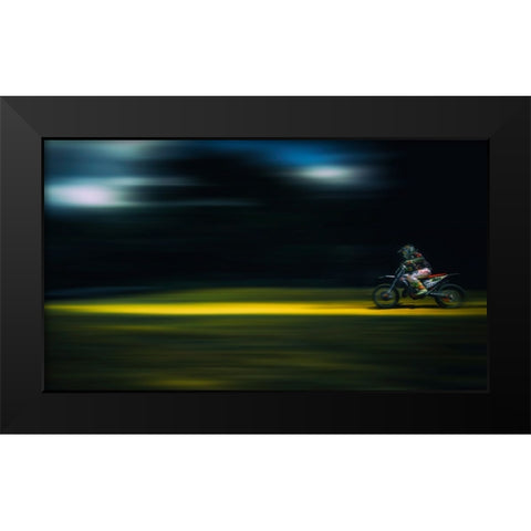 Motocross Black Modern Wood Framed Art Print by Ignac, Dusan
