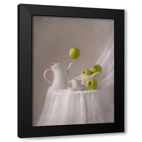 Magic Apples Black Modern Wood Framed Art Print by Perfoncio, Margareth