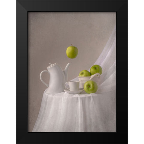 Magic Apples Black Modern Wood Framed Art Print by Perfoncio, Margareth
