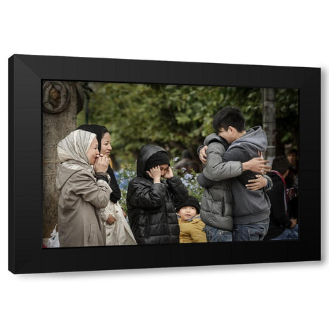 Tears Of Reunion Black Modern Wood Framed Art Print by Thanasaki