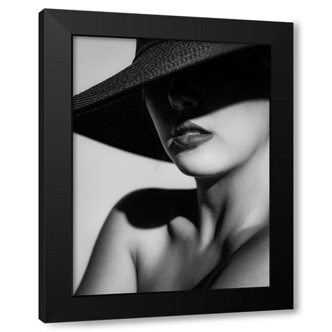 Hat And Shadow Black Modern Wood Framed Art Print with Double Matting by Stampfli, Craig