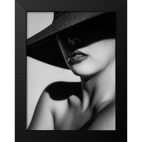 Hat And Shadow Black Modern Wood Framed Art Print by Stampfli, Craig