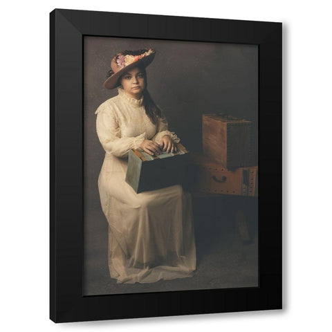 Time Travel Black Modern Wood Framed Art Print by Kiral, Cicek