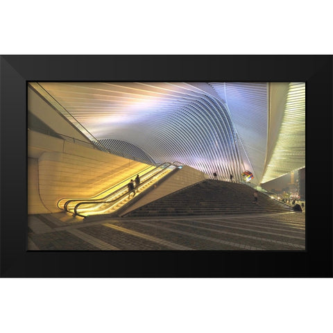 Station Luik ,Werk Van Calatrava Black Modern Wood Framed Art Print by Agterhof, Piet