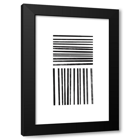 Calming Lines No 1 Black Modern Wood Framed Art Print with Double Matting by uplusmestudio
