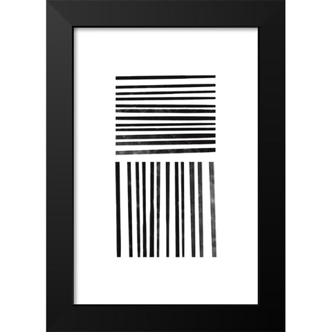 Calming Lines No 1 Black Modern Wood Framed Art Print by uplusmestudio