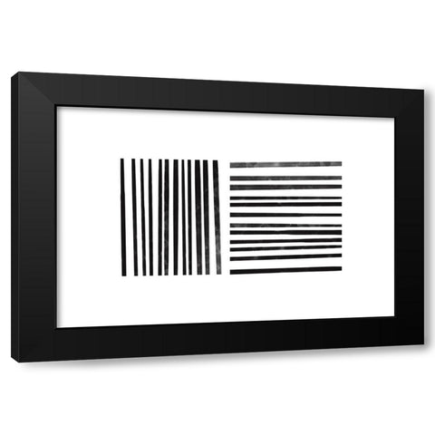 Calming Lines No 1 Black Modern Wood Framed Art Print with Double Matting by uplusmestudio