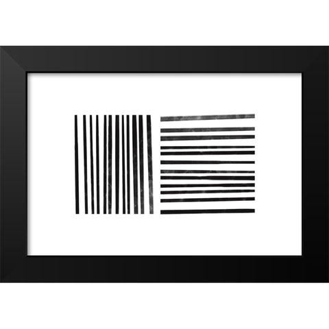 Calming Lines No 1 Black Modern Wood Framed Art Print by uplusmestudio