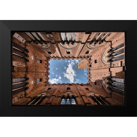 Looking up the Torre del Mangia Black Modern Wood Framed Art Print by Echteld, Michael