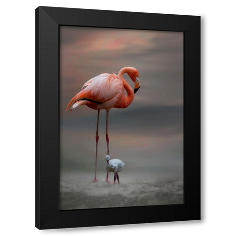 Tender Moments Black Modern Wood Framed Art Print by Wisniowska, Krystina