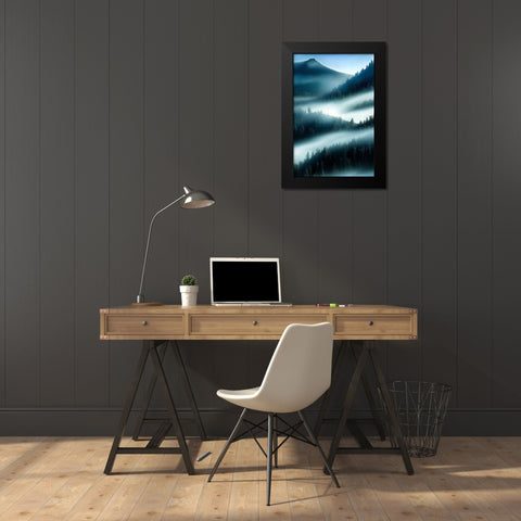 FLY OOVER THE MOUNTAIN Black Modern Wood Framed Art Print by Allicot, Manu