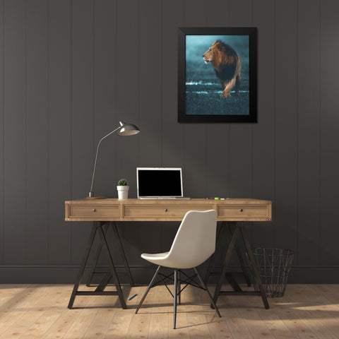 Confident Black Modern Wood Framed Art Print by Sobhi, Ahmed