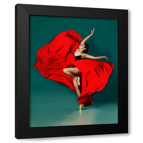 BALLERINA Black Modern Wood Framed Art Print with Double Matting by Chattopadhyay, Debasish