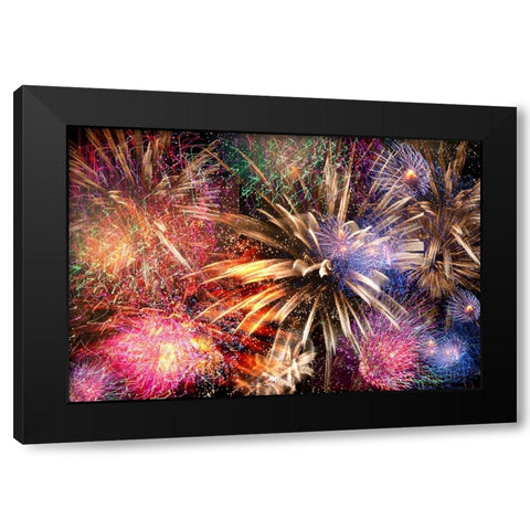 fireworks dance Black Modern Wood Framed Art Print with Double Matting by Taneda, Toshio