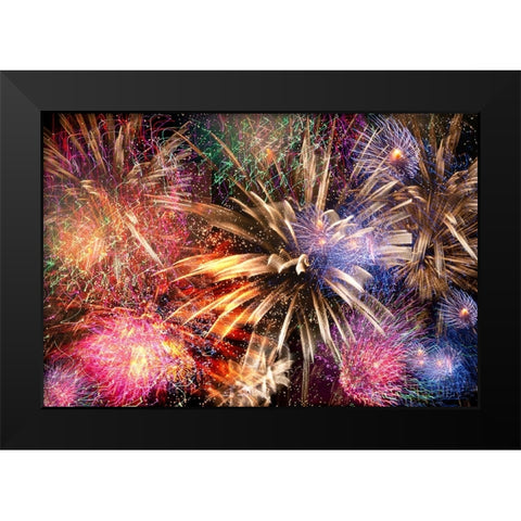fireworks dance Black Modern Wood Framed Art Print by Taneda, Toshio