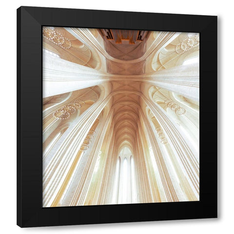 Minimal Church I Black Modern Wood Framed Art Print with Double Matting by Edengalan