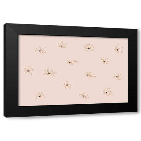 Naive Flowers Black Modern Wood Framed Art Print by uplusmestudio