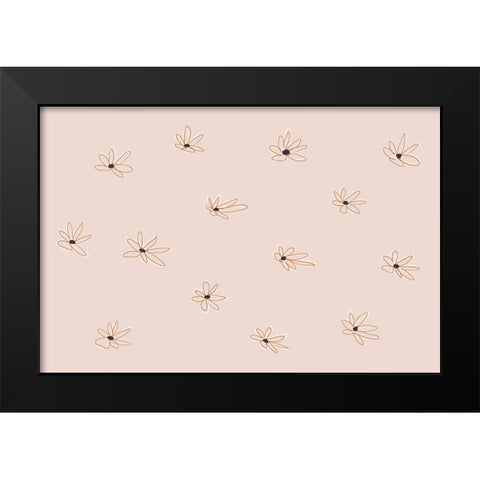 Naive Flowers Black Modern Wood Framed Art Print by uplusmestudio