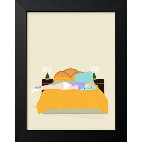 Digital Nomad Black Modern Wood Framed Art Print by de Jai, Jota
