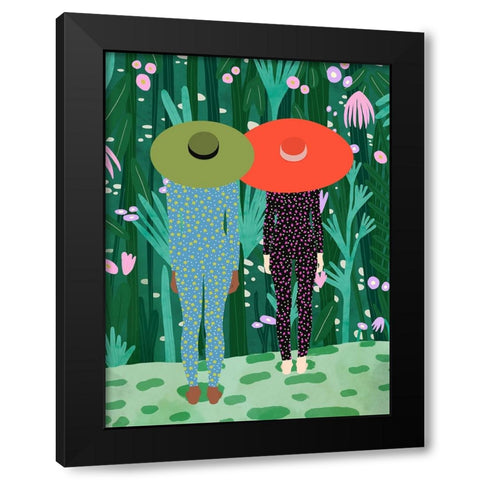 Jungle Pijamas Black Modern Wood Framed Art Print with Double Matting by de Jai, Jota