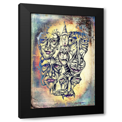Shaman and faces of souls Black Modern Wood Framed Art Print by Kulik, Rafal