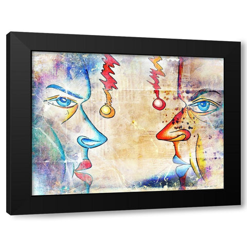 Faces of the duality of soul Black Modern Wood Framed Art Print with Double Matting by Kulik, Rafal