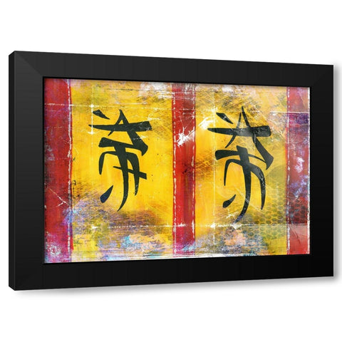 Chineese signs Black Modern Wood Framed Art Print by Kulik, Rafal