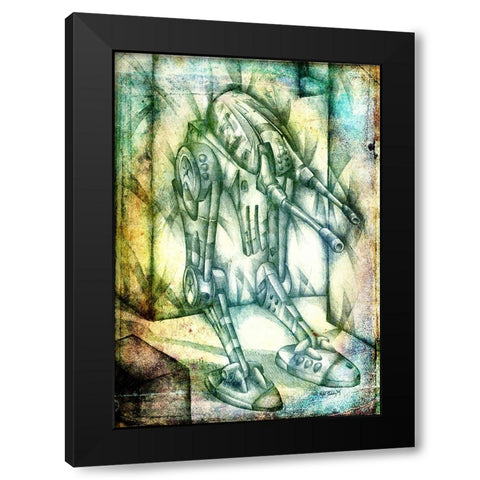 Tup tac machinery art Black Modern Wood Framed Art Print with Double Matting by Kulik, Rafal
