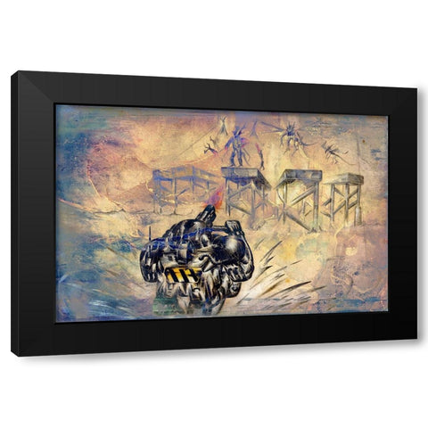 Space soldier against Aliens Black Modern Wood Framed Art Print with Double Matting by Kulik, Rafal