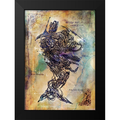 Das Schemat cyborg Black Modern Wood Framed Art Print by Kulik, Rafal
