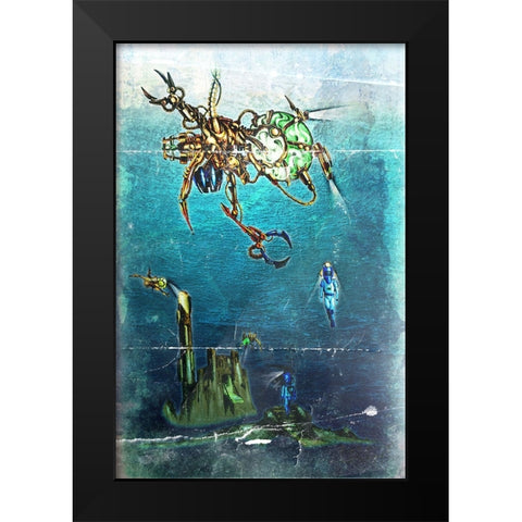 Deep 3 Black Modern Wood Framed Art Print by Kulik, Rafal