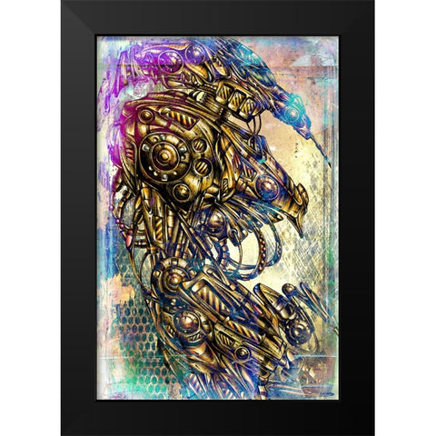 Terra-cybo 14 Black Modern Wood Framed Art Print by Kulik, Rafal